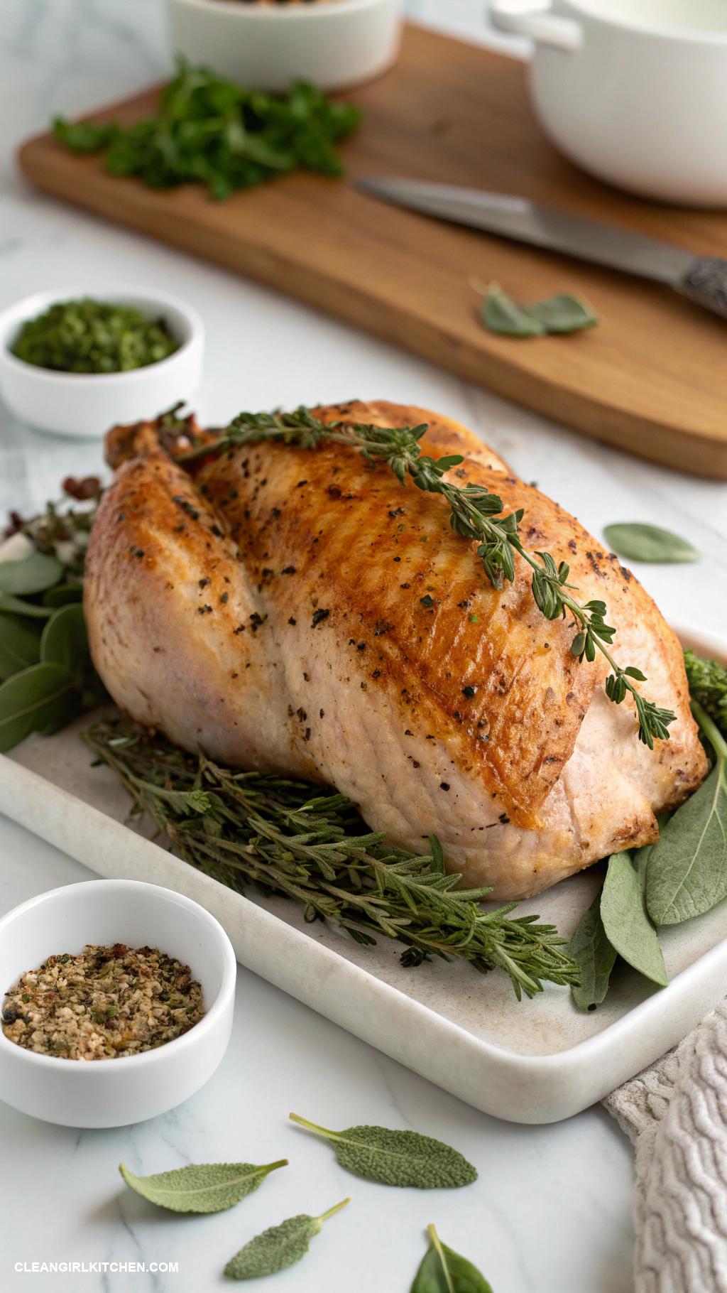 healthy christmas food Turkey Breast with Sage and Thyme