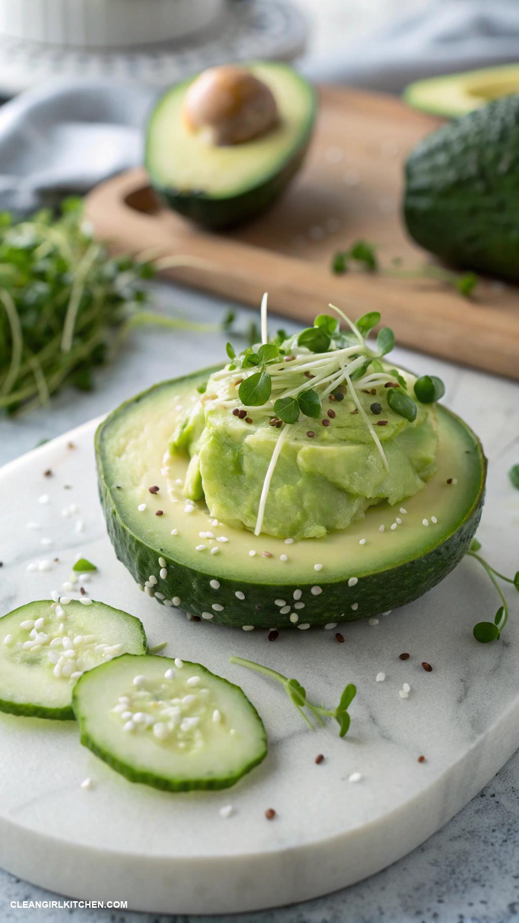healthy christmas snacks Cucumber Rounds topped with Avocado