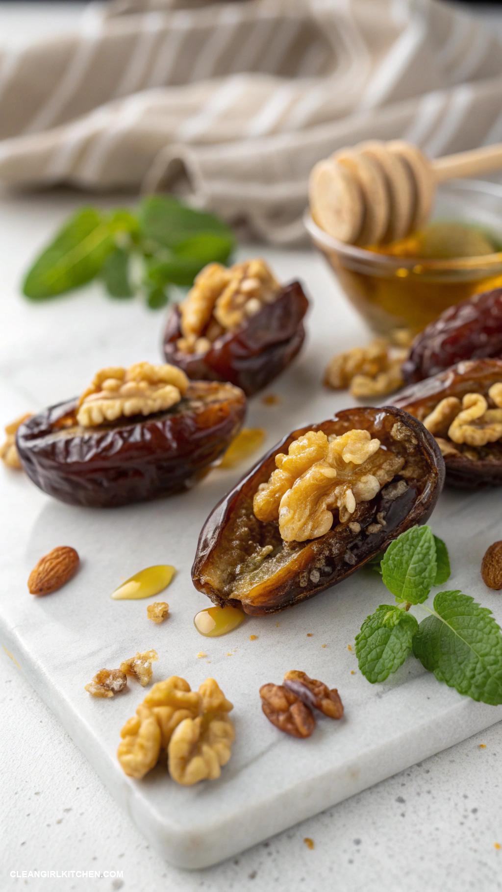 healthy christmas snacks Stuffed Medjool Dates with Walnuts