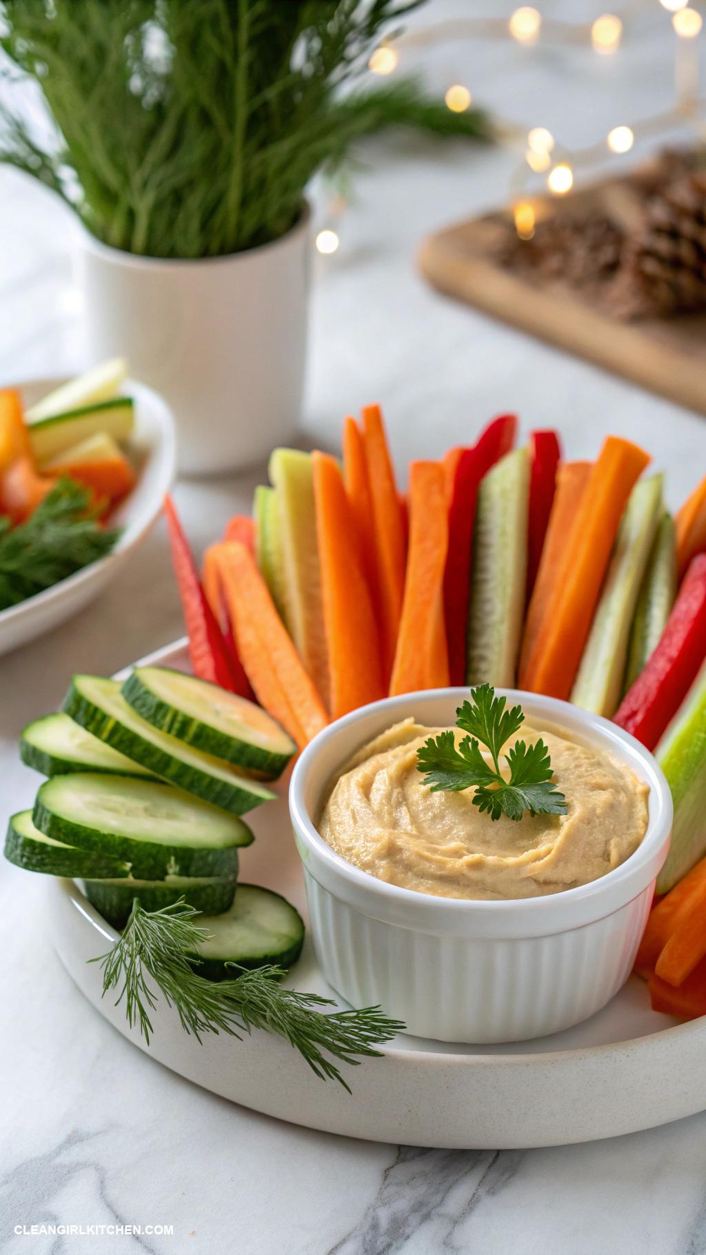 healthy christmas snacks Veggie Sticks with Hummus