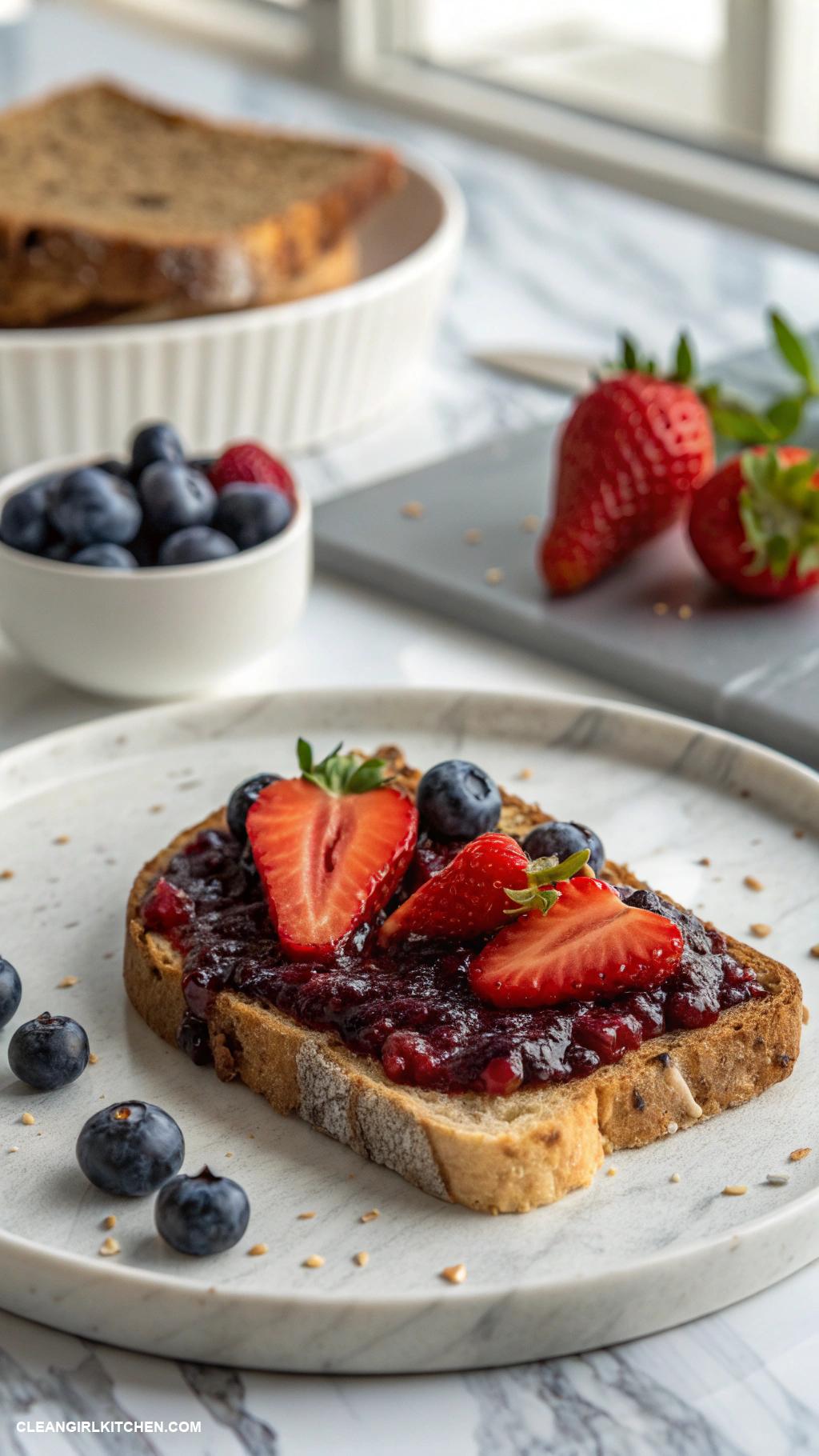 healthy christmas treats Chia Seed Jam on Whole Grain Toast