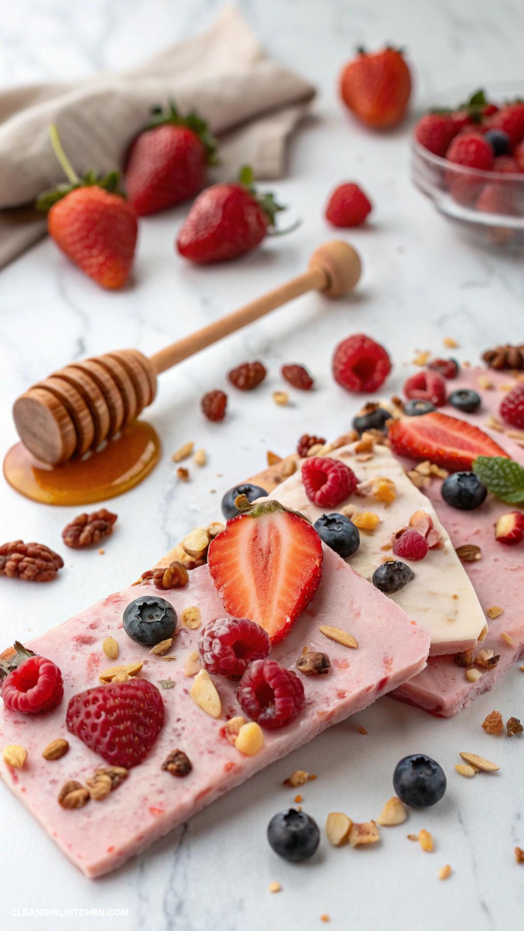 healthy christmas treats Frozen Yogurt Bark with Berries