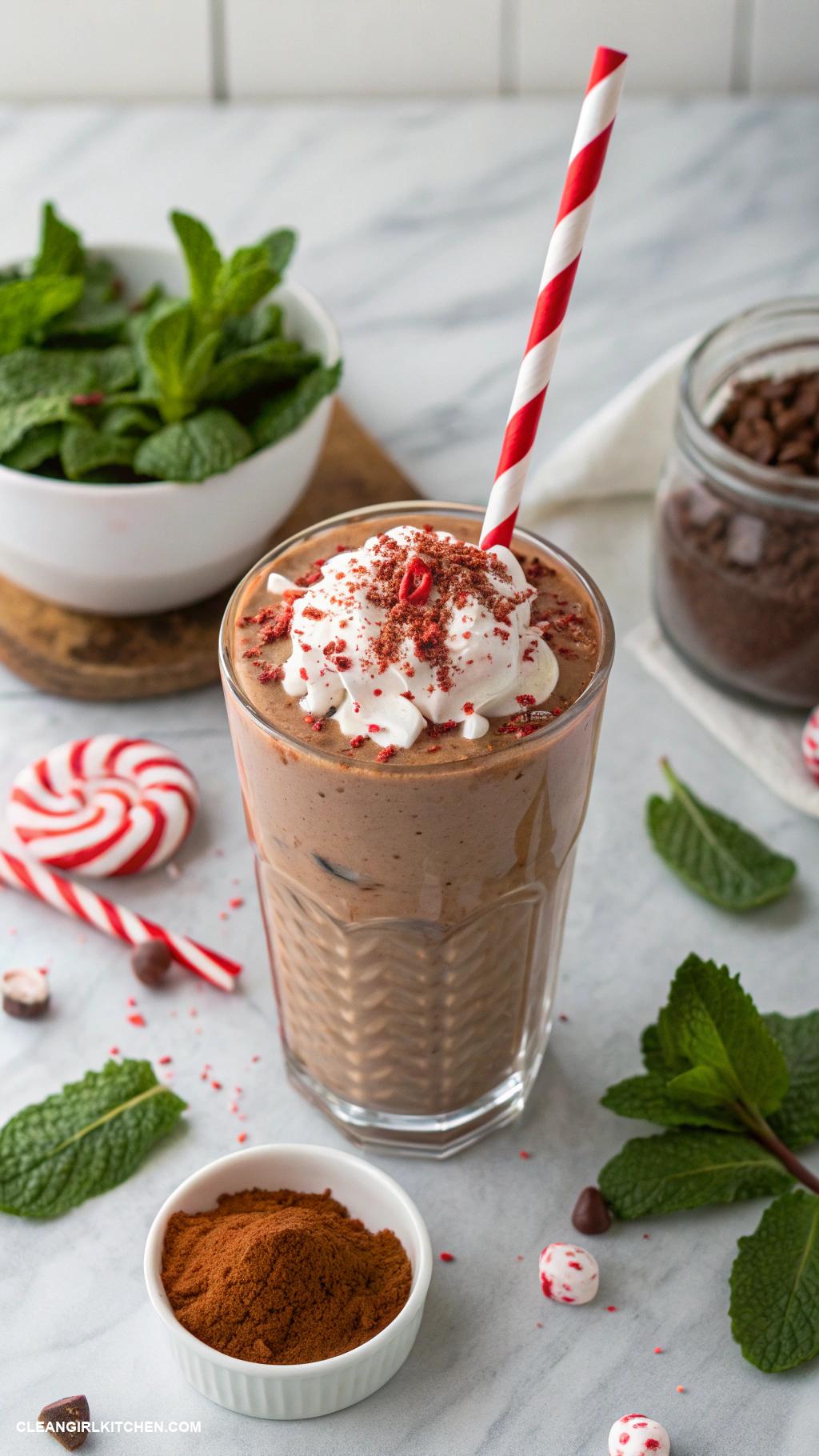 healthy christmas treats Peppermint Cocoa Smoothie