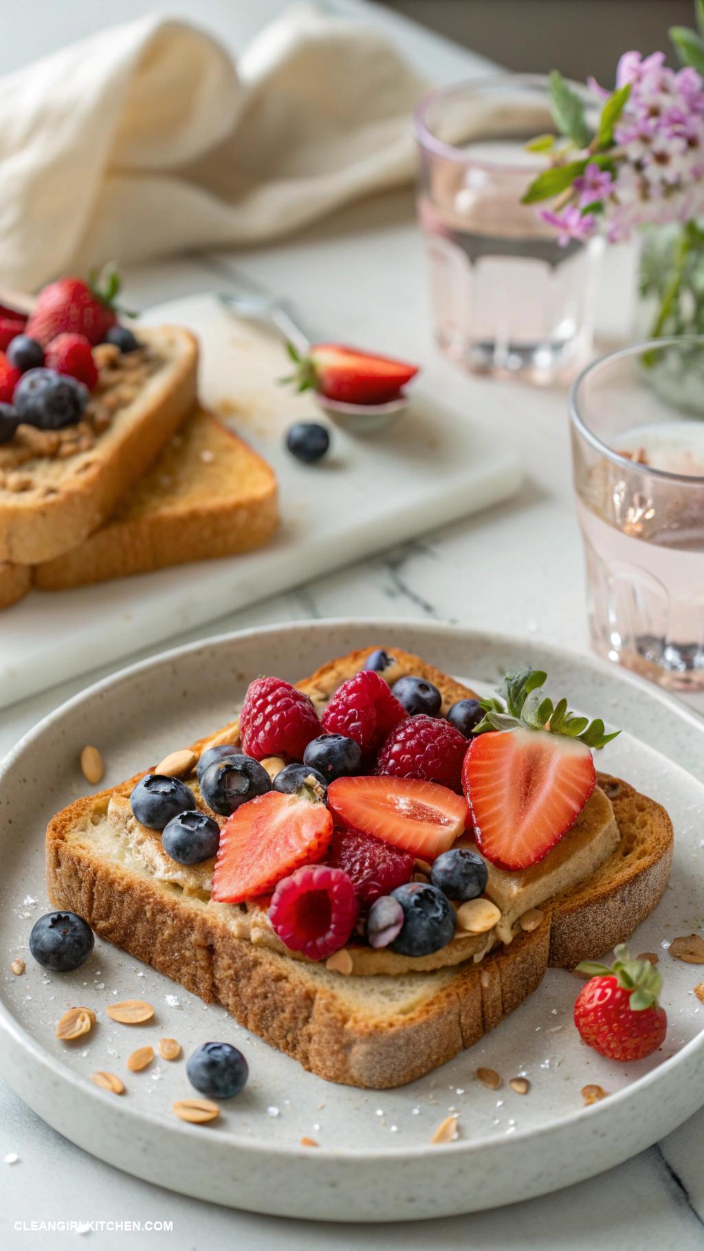 healthy toast recipes Gluten Free Toast with Nut Butter and Berries