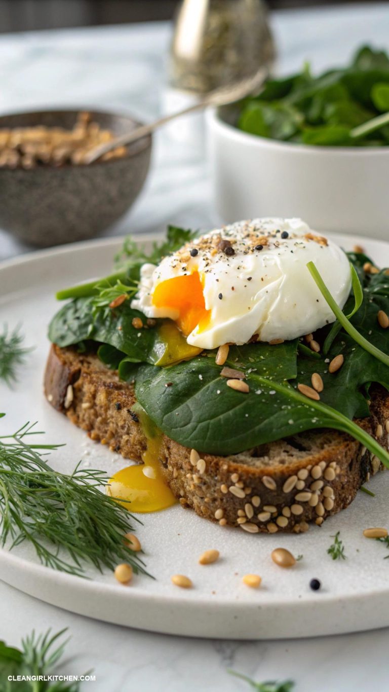 healthy toast recipes Quinoa Bread with Spinach and Poached Egg