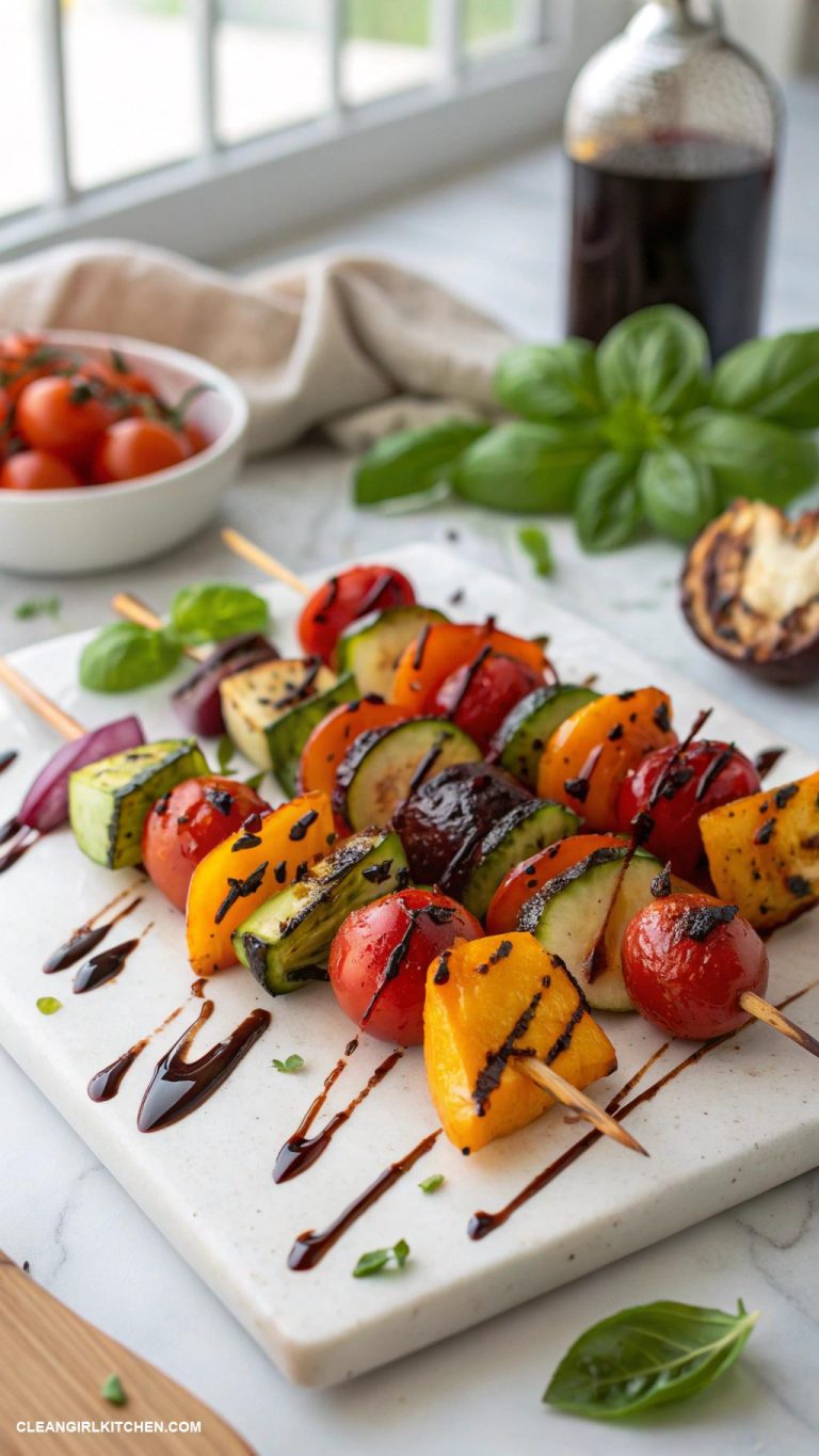 vegan dinner recipes Grilled vegetable skewers with balsamic glaze