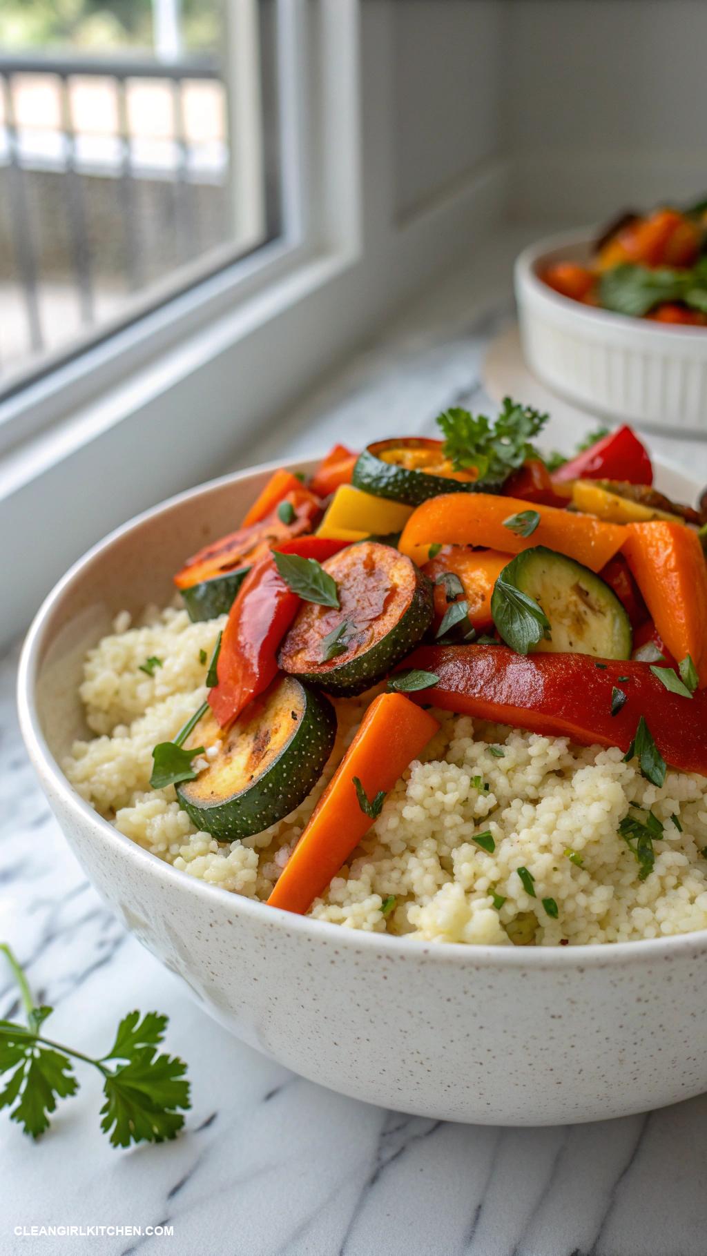 vegan recipes Cauliflower Rice with Roasted Vegetables