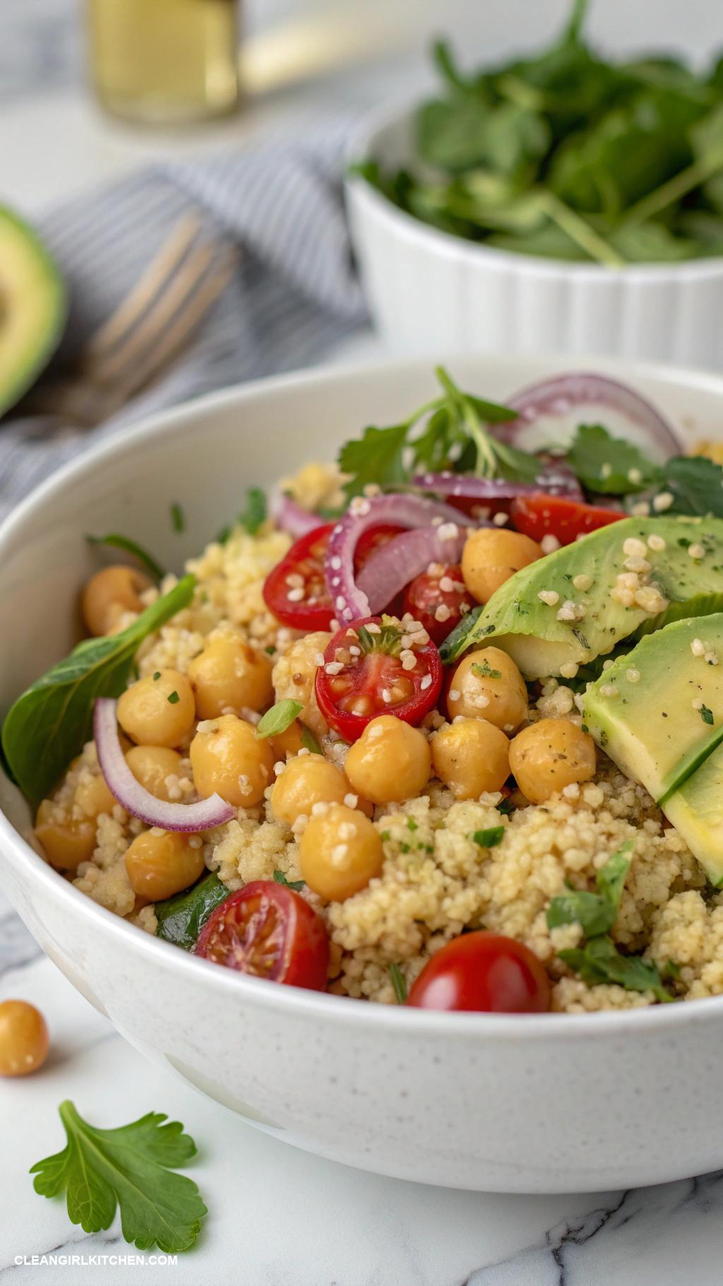 vegan recipes Quinoa Salad with Chickpeas and Avocado