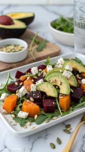 beet avocado and feta salad