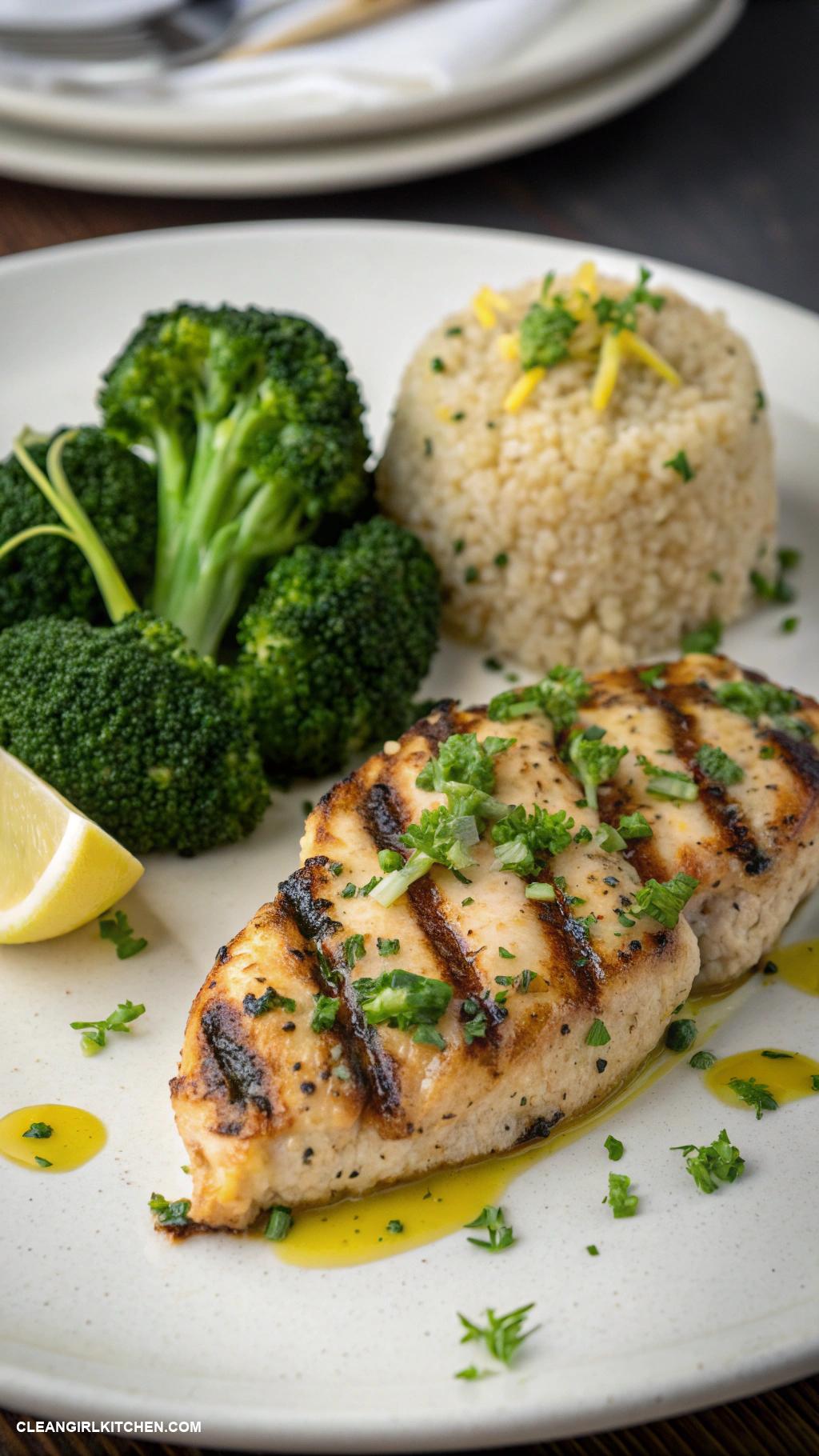 clean eating recipes Grilled Chicken with Steamed Broccoli and Quinoa