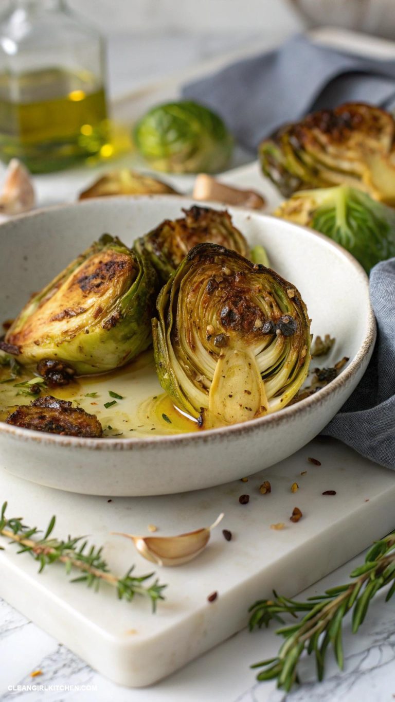 clean eating recipes Roasted Brussels Sprouts with Olive Oil and Garlic