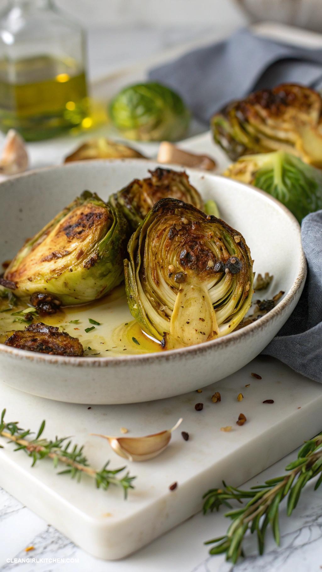 clean eating recipes Roasted Brussels Sprouts with Olive Oil and Garlic