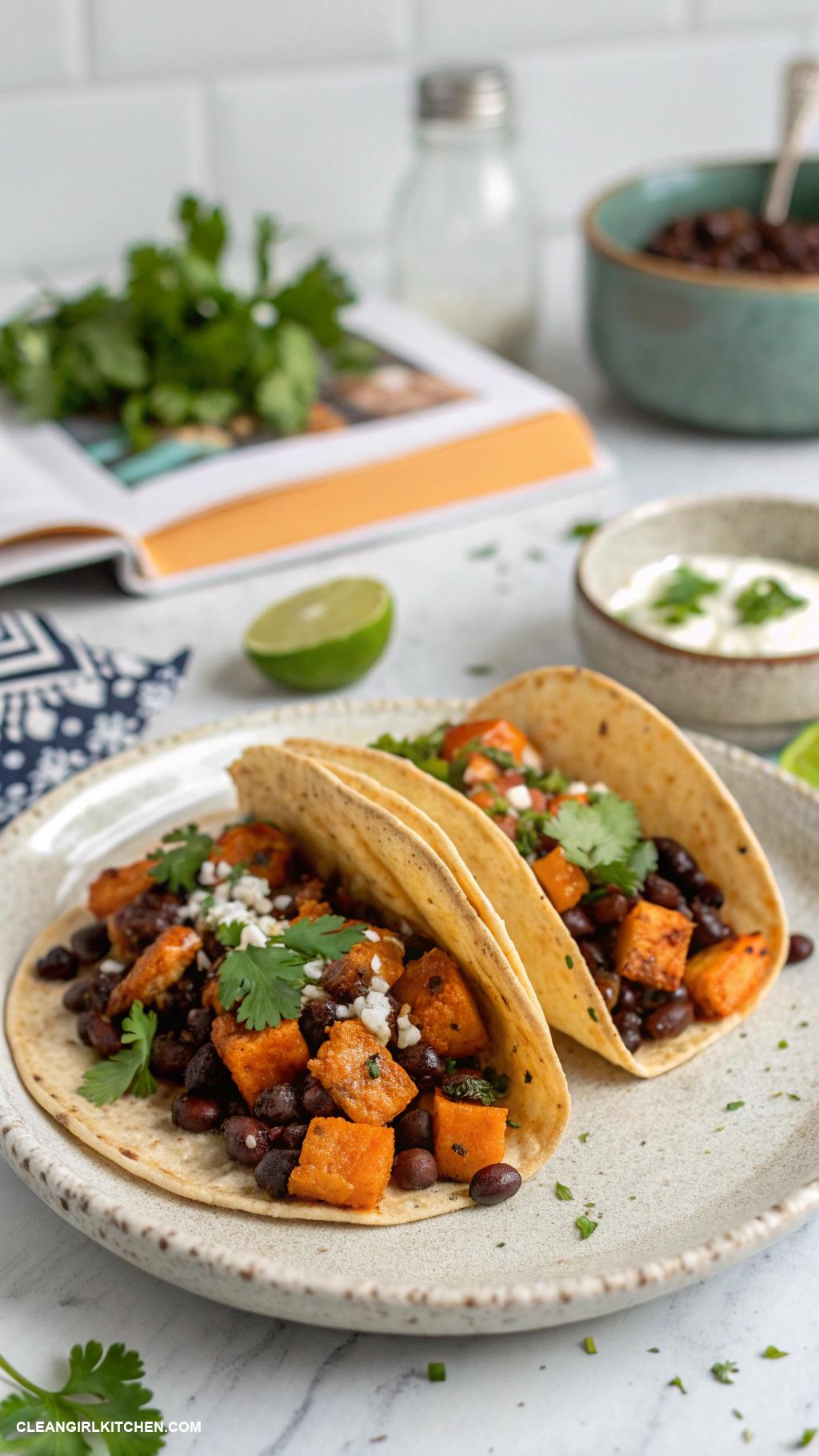 clean eating recipes Sweet Potato and Black Bean Tacos