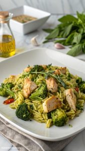 healthy chicken and broccoli orzo