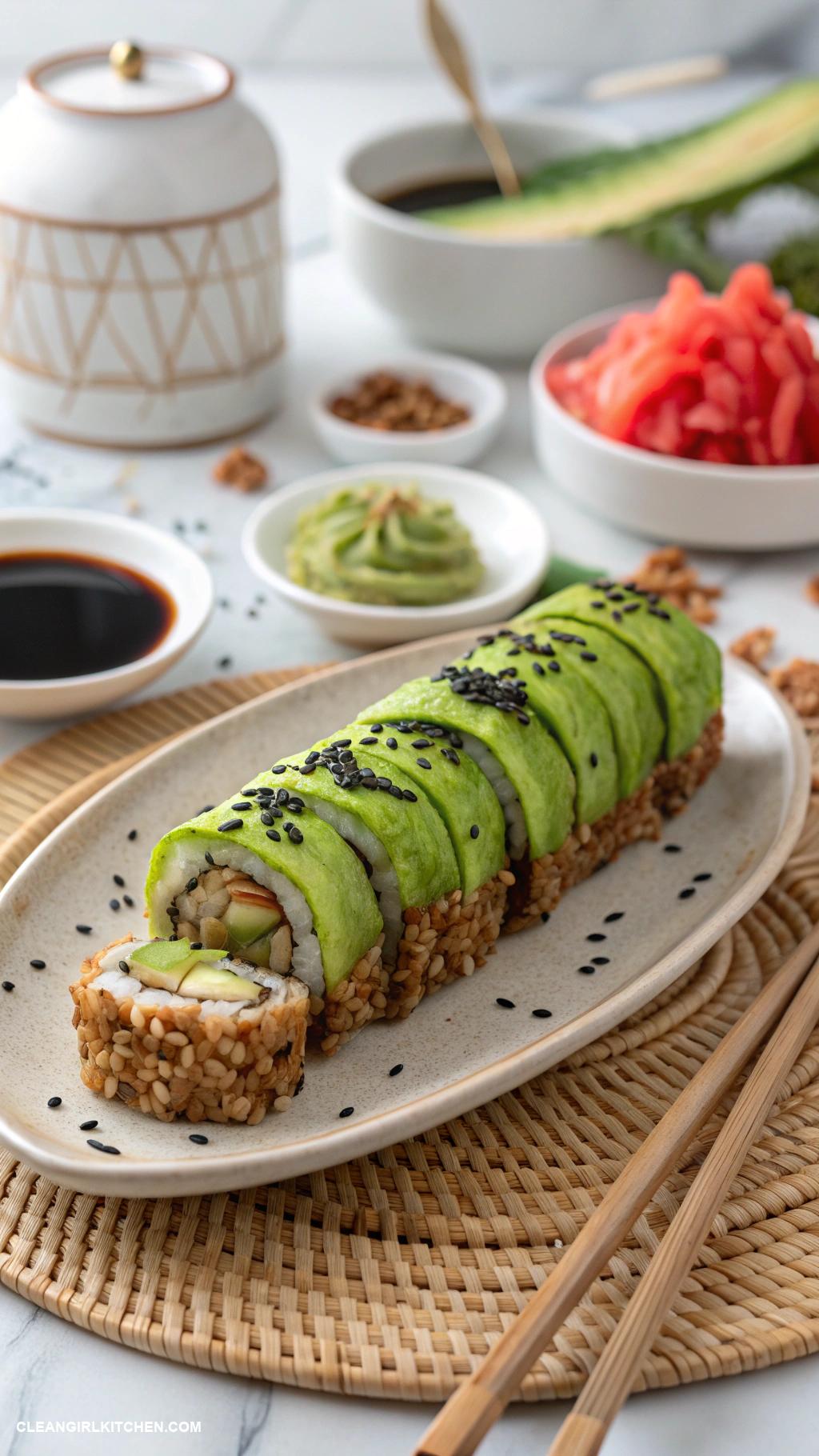 high protein vegan meals Edamame and brown rice sushi rolls