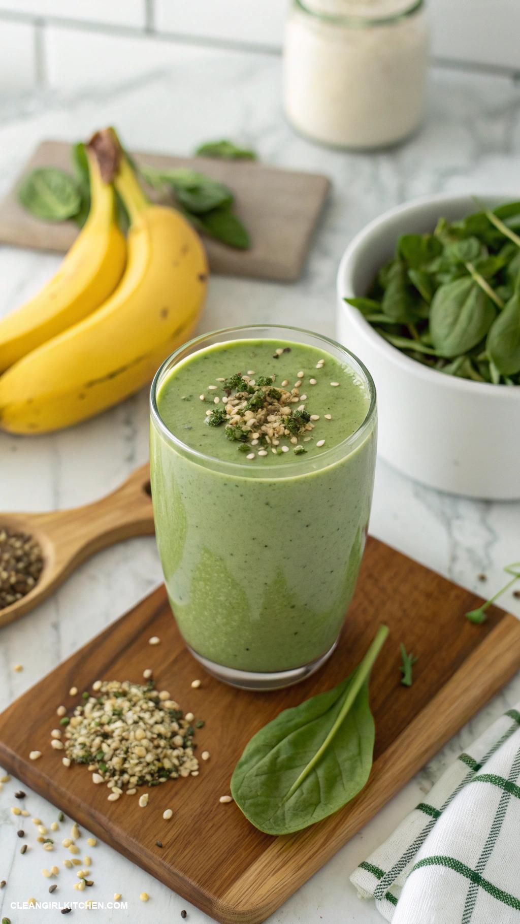 high protein vegan meals Hemp seed smoothie with spinach and banana