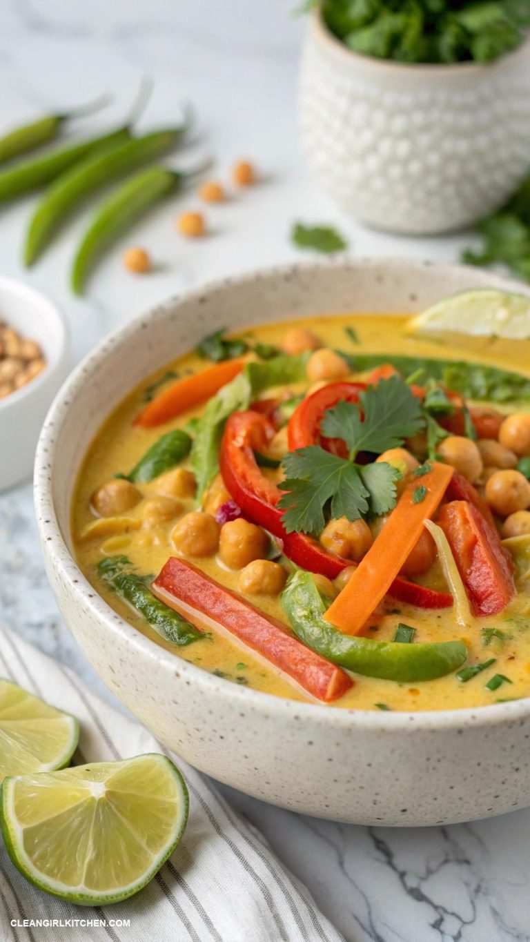 quick vegan meals Coconut curry with vegetables and chickpeas
