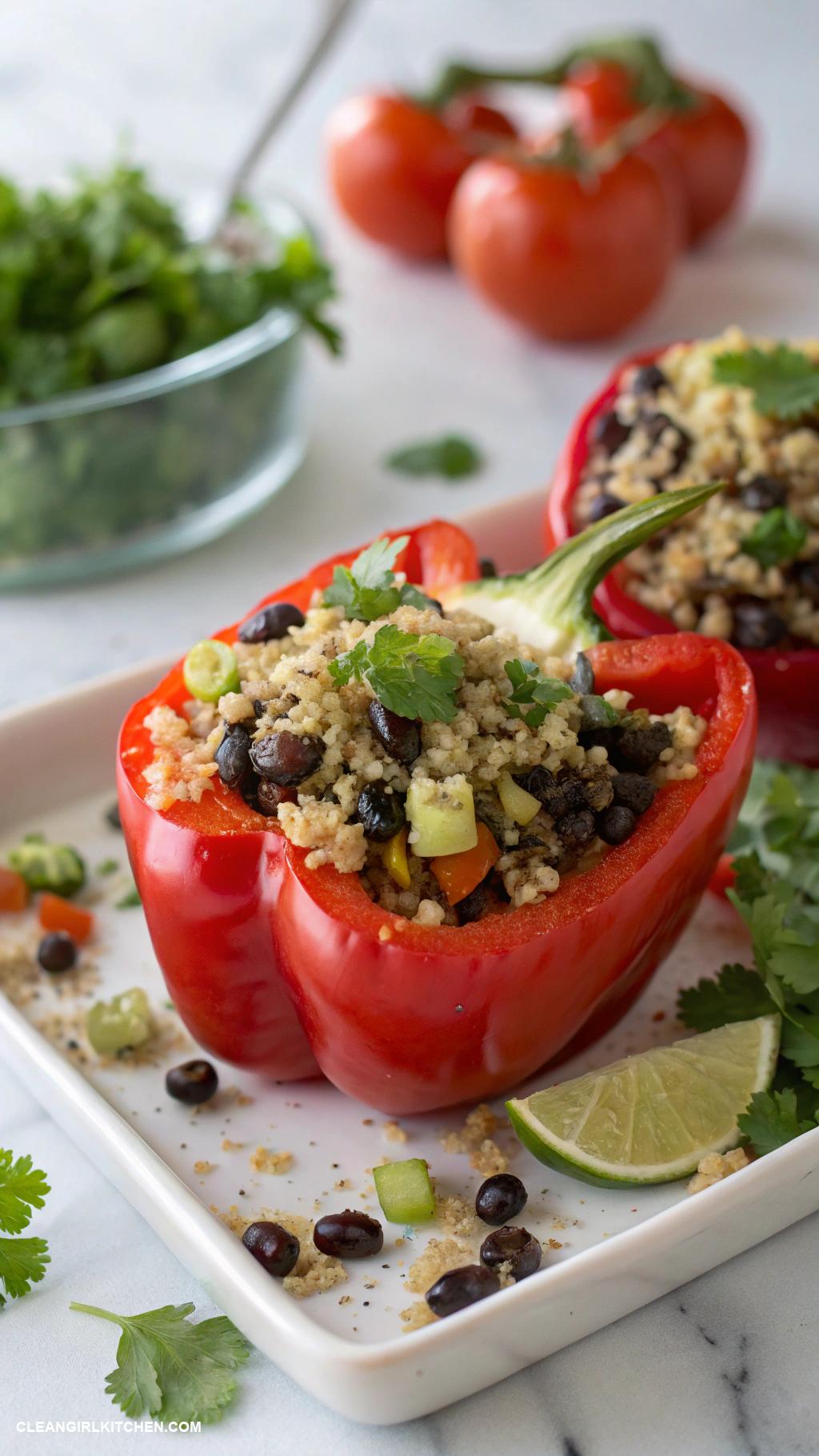 quick vegan meals Stuffed bell peppers with quinoa and beans