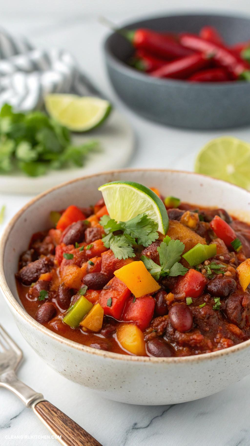 quick vegan meals Vegan chili with kidney beans and spices