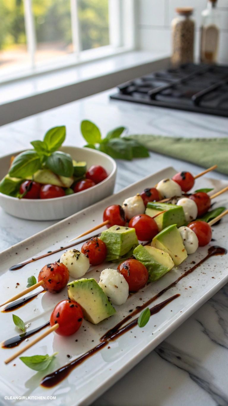 avocado caprese skewers
