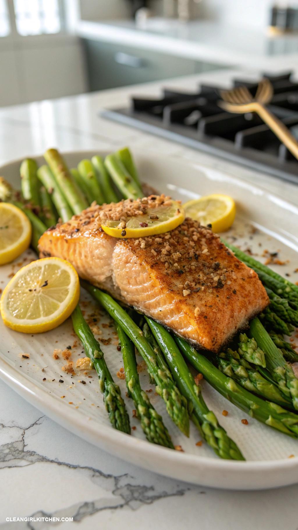 clean eating meals Baked salmon with asparagus and lemon zest