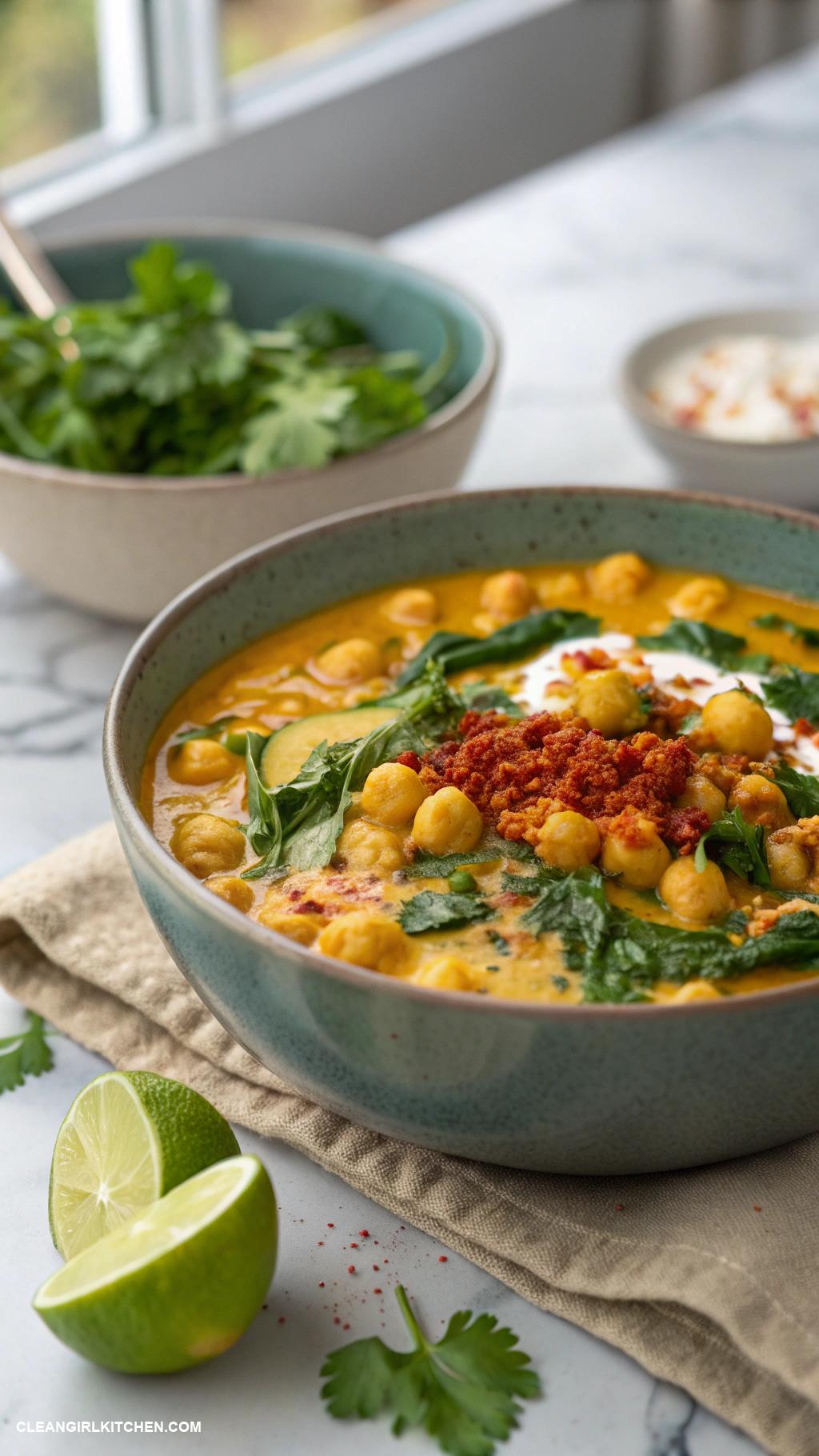 clean eating meals Chickpea and spinach stew with coconut milk