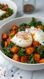clean eating meals Sweet potato and kale hash with eggs