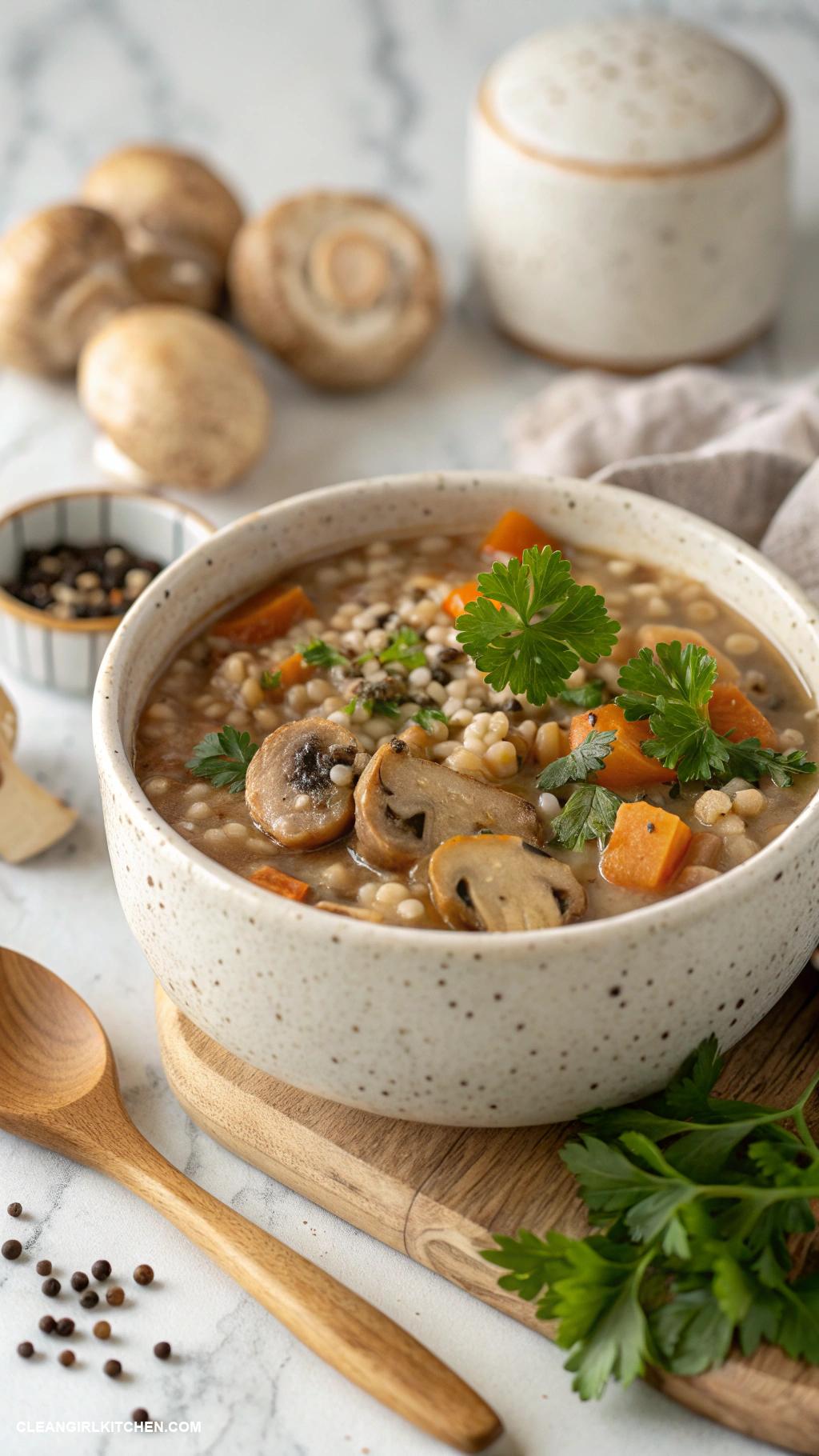 vegan soups Mushroom Barley Soup