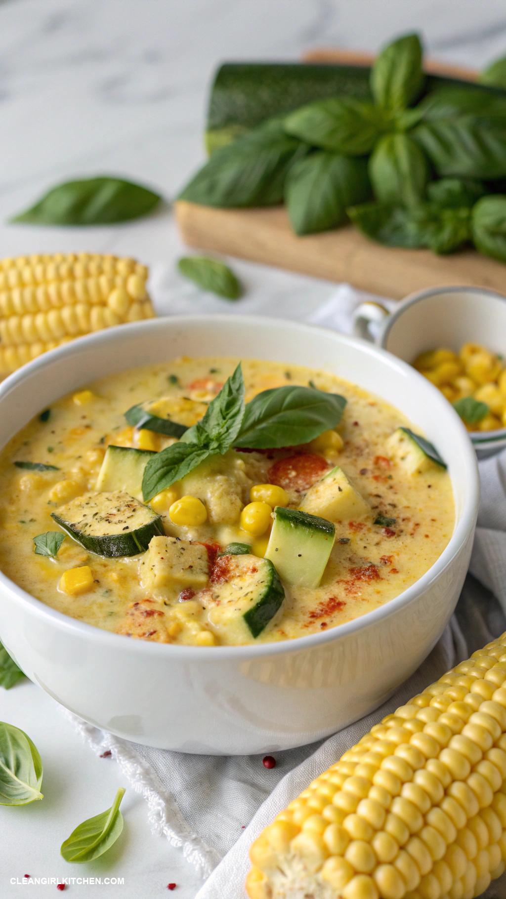 vegan soups Zucchini and Corn Chowder